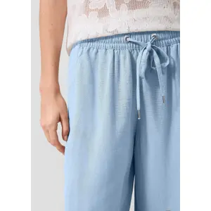 Elasticated Waist Wide Leg Linen Blend Trousers Women's QS image-3