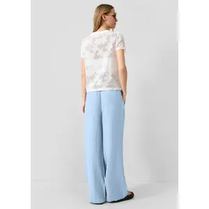 Elasticated Waist Wide Leg Linen Blend Trousers Women's QS image-4