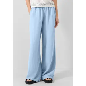 Elasticated Waist Wide Leg Linen Blend Trousers Women's QS image-6