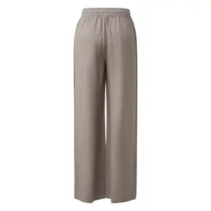 Elasticated Waist Wide Leg Linen Blend Trousers Women's QS image-1