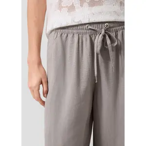 Elasticated Waist Wide Leg Linen Blend Trousers Women's QS image-3
