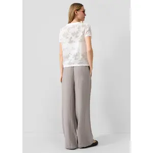 Elasticated Waist Wide Leg Linen Blend Trousers Women's QS image-4