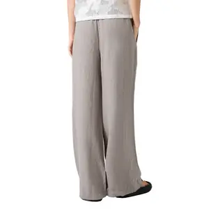 Elasticated Waist Wide Leg Linen Blend Trousers Women's QS image-5