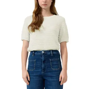 Structured Pattern Short Sleeve Knit Jumper Women QS Regular Fit image-2