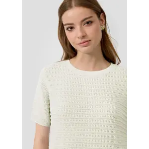 Structured Pattern Short Sleeve Knit Jumper Women QS Regular Fit image-3