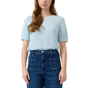 Structured Pattern Short Sleeve Knit Jumper Women QS Regular Fit image-2