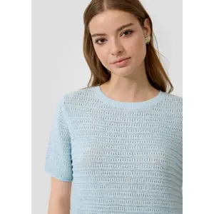 Structured Pattern Short Sleeve Knit Jumper Women QS Regular Fit image-3
