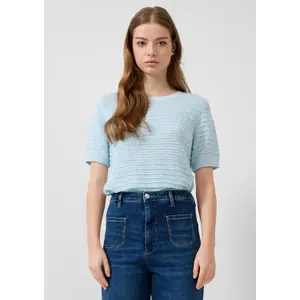 Structured Pattern Short Sleeve Knit Jumper Women QS Regular Fit image-6