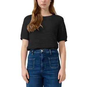 Structured Pattern Short Sleeve Knit Jumper Women QS Regular Fit image-2