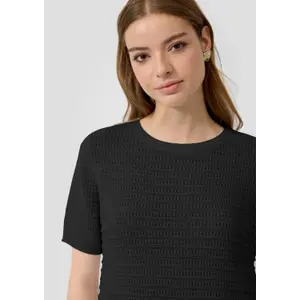Structured Pattern Short Sleeve Knit Jumper Women QS Regular Fit image-3
