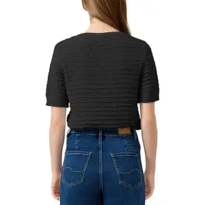 Structured Pattern Short Sleeve Knit Jumper Women QS Regular Fit image-5