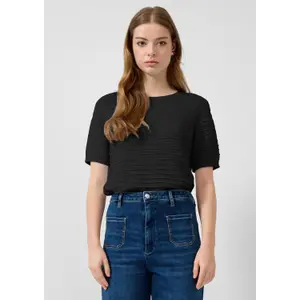 Structured Pattern Short Sleeve Knit Jumper Women QS Regular Fit image-6