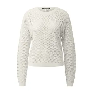 Dropped Shoulder Knit with Openwork Pattern Women's QS Regular Fit image-0