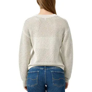 Dropped Shoulder Knit with Openwork Pattern Women's QS Regular Fit image-5