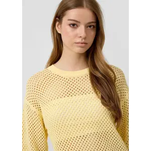 Dropped Shoulder Knit with Openwork Pattern Women's QS Regular Fit image-3