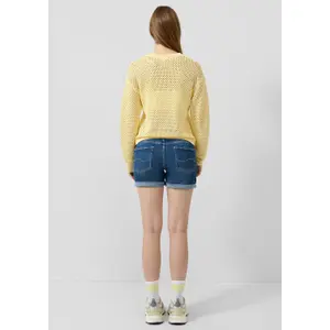 Dropped Shoulder Knit with Openwork Pattern Women's QS Regular Fit image-4