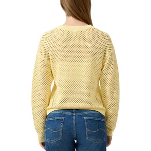 Dropped Shoulder Knit with Openwork Pattern Women's QS Regular Fit image-5