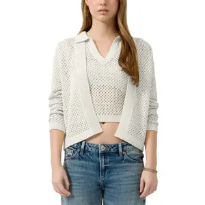 Women's openwork patterned cardigan QS image-2