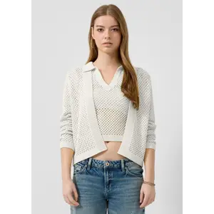 Women's openwork patterned cardigan QS image-6