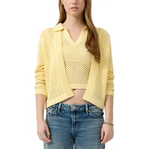 Women's openwork patterned cardigan QS image-2