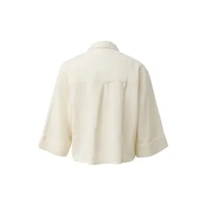 Linen Button-Up 3/4 Sleeve Women's Shirt QS image-1