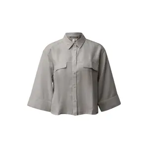 Linen Button-Up 3/4 Sleeve Women's Shirt QS image-0