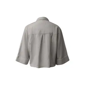 Linen Button-Up 3/4 Sleeve Women's Shirt QS image-1