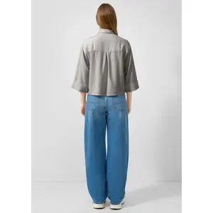 Linen Button-Up 3/4 Sleeve Women's Shirt QS image-4