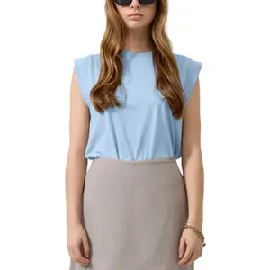 Camisa de algodón con detalle en los hombros mujer QS image-2