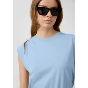 Camisa de algodón con detalle en los hombros mujer QS image-3
