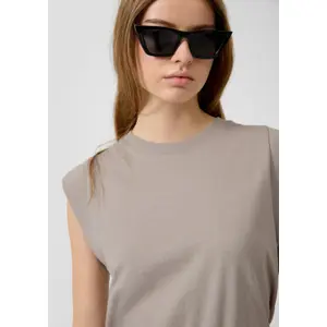 Camisa de algodón con detalle en los hombros mujer QS image-3