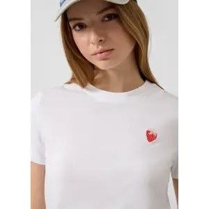 T-shirt από βαμβάκι με μικρή κέντημα γυναικείο QS image-3