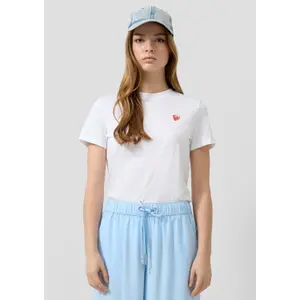 T-shirt από βαμβάκι με μικρή κέντημα γυναικείο QS image-6