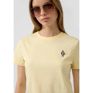 T-shirt από βαμβάκι με μικρή κέντημα γυναικείο QS image-3