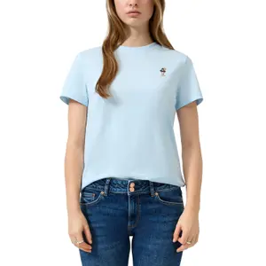 T-shirt από βαμβάκι με μικρή κέντημα γυναικείο QS image-2