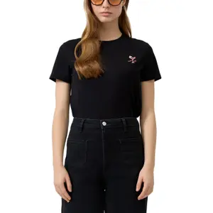 T-shirt από βαμβάκι με μικρή κέντημα γυναικείο QS image-2