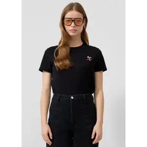 T-shirt από βαμβάκι με μικρή κέντημα γυναικείο QS image-6
