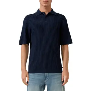 Polo shirt in linen blend QS image-2