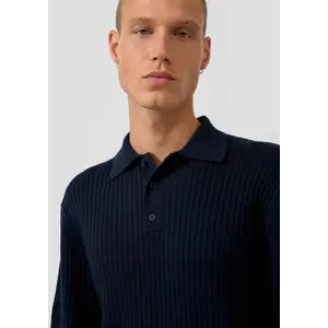 Polo shirt in linen blend QS image-3