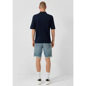 Polo shirt in linen blend QS image-4