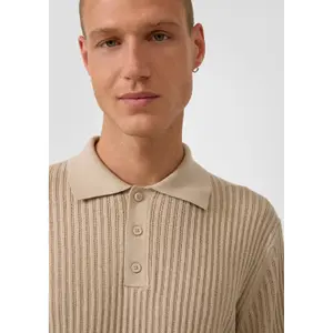 Polo shirt in linen blend QS image-3