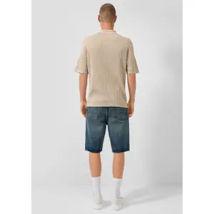 Polo shirt in linen blend QS image-4