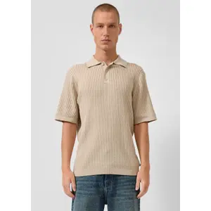 Polo shirt in linen blend QS image-6