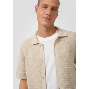 Crochet Texture Knit Pullover QS Relaxed Fit image-3