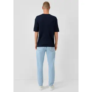 Mesh and Linen Blend T-shirt QS image-4