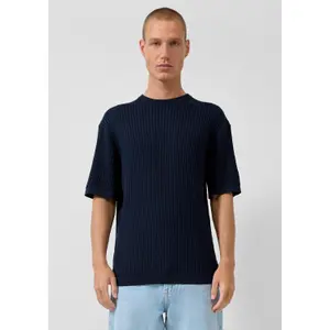 Mesh and Linen Blend T-shirt QS image-6