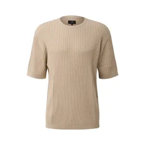 Mesh and Linen Blend T-shirt QS image-0