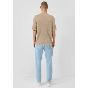 Mesh and Linen Blend T-shirt QS image-4