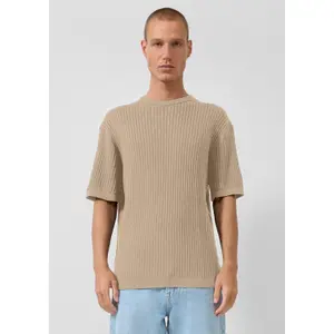 Mesh and Linen Blend T-shirt QS image-6