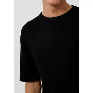 Mesh and Linen Blend T-shirt QS image-3